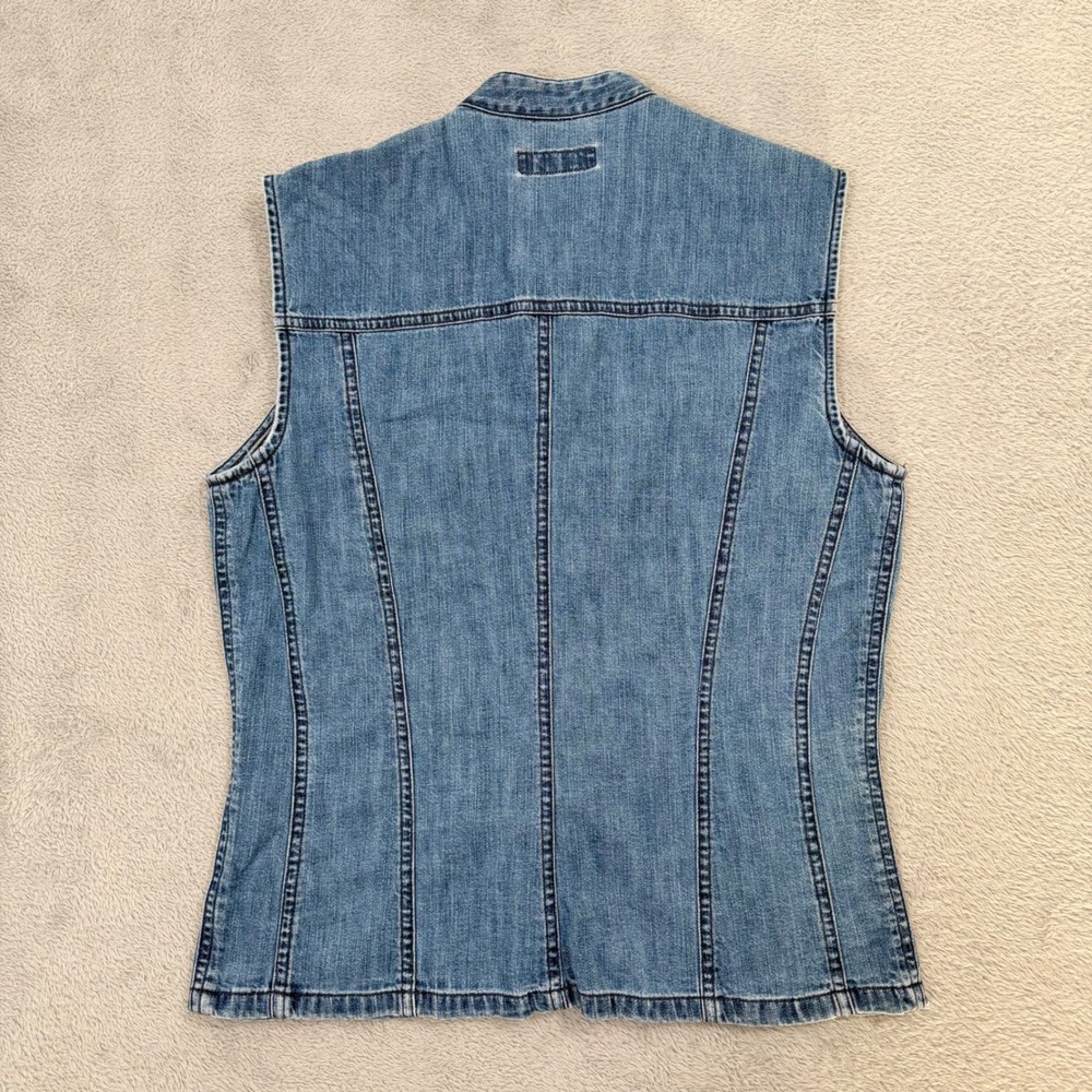 VTG Guess Jeans USA Denim Vest Indigo Frog Knot Button Mandarin Collar Retro 90s - Picture 2 of 9